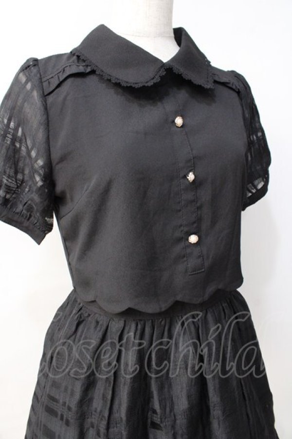 画像4: axes femme POETIQUE / シアーチェックスカラップワンピース M 黒 Y-25-07-29-090-AX-OP-SZ-ZY (4)