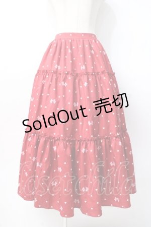画像: axes femme kawaii / ハートドット柄ティアードスカート M 赤 Y-25-07-29-103-AX-SK-SZ-ZH