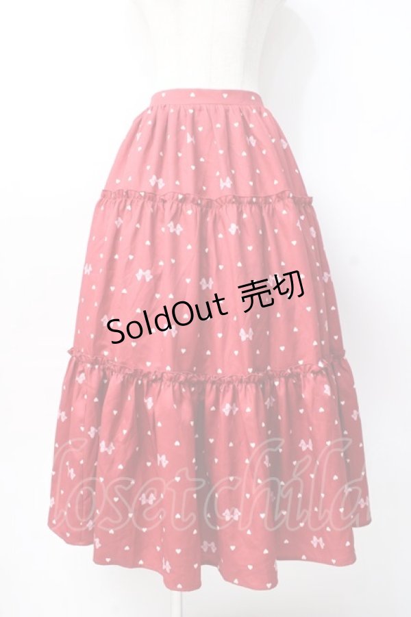 画像1: axes femme kawaii / ハートドット柄ティアードスカート M 赤 Y-25-07-29-103-AX-SK-SZ-ZH (1)