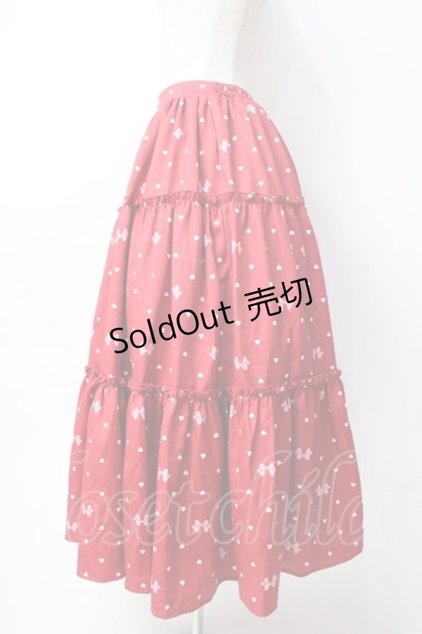 画像2: axes femme kawaii / ハートドット柄ティアードスカート M 赤 Y-25-07-29-103-AX-SK-SZ-ZH (2)