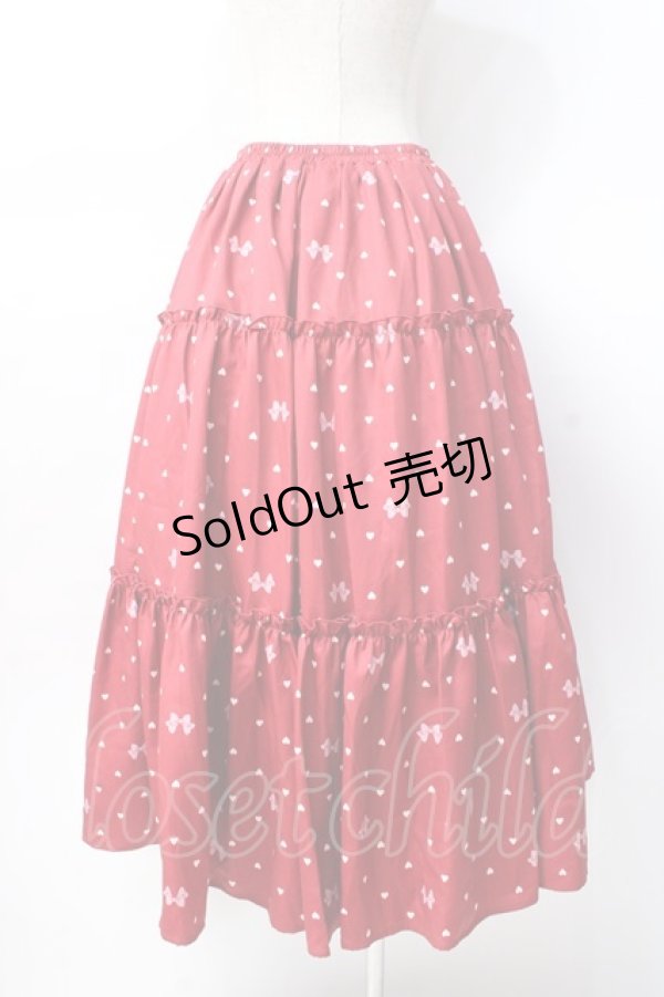 画像3: axes femme kawaii / ハートドット柄ティアードスカート M 赤 Y-25-07-29-103-AX-SK-SZ-ZH (3)