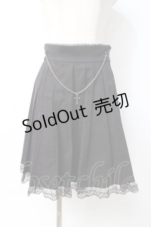 画像: BPN / クロスチェーン付き裾レーススカート M 黒 Y-25-07-29-107-GO-SK-SZ-ZY