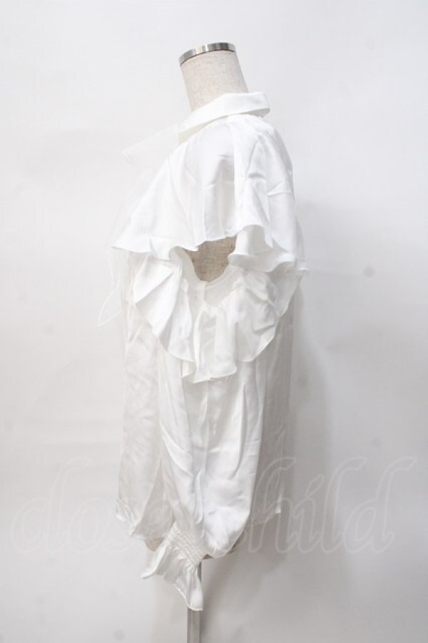 画像2: axes femme POETIQUE / ボウタイ付オフショルブラウス  白 Y-25-07-31-031-AX-BL-SZ-ZY (2)