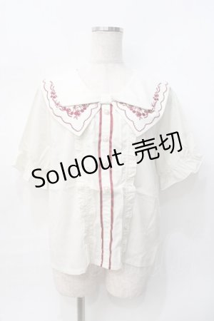 画像: axes femme POETIQUE / チェリー刺繍リボン襟ブラウス  ベージュ Y-25-07-31-032-AX-TO-SZ-ZY