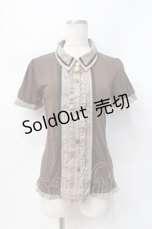画像: axes femme / 切り替え襟付きTシャツ M 茶 Y-25-07-31-037-AX-TO-SZ-ZY