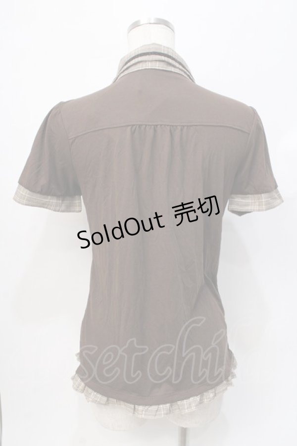 画像3: axes femme / 切り替え襟付きTシャツ M 茶 Y-25-07-31-037-AX-TO-SZ-ZY (3)