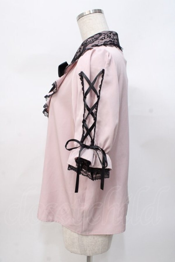 画像2: NOEMIE / ラッフルフリルレースアップブラウス M ピンク Y-25-07-31-043-LO-BL-SZ-ZY (2)