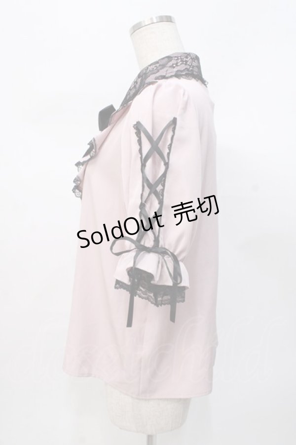 画像2: NOEMIE / ラッフルフリルレースアップブラウス M ピンク Y-25-07-31-043-LO-BL-SZ-ZT393 (2)