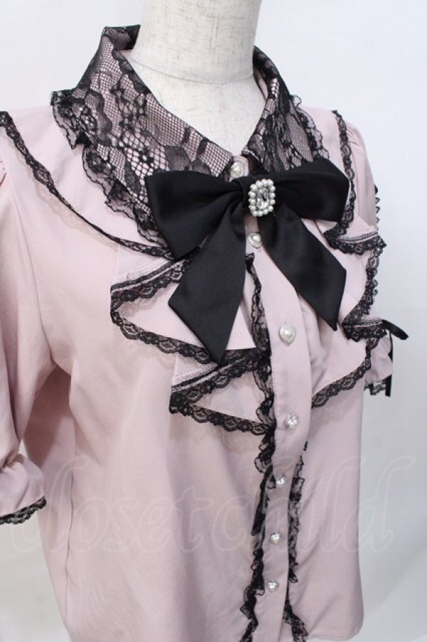 画像4: NOEMIE / ラッフルフリルレースアップブラウス M ピンク Y-25-07-31-043-LO-BL-SZ-ZY (4)