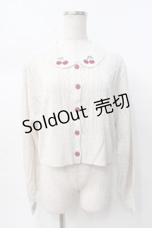 画像: axes femme POETIQUE / チェリー刺繍衿付きニットカーデ  生成り Y-25-07-31-045-AX-TO-SZ-ZY
