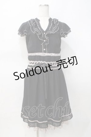 画像: axes femme / バラモチーフシフォンワンピース M 黒 Y-25-07-31-055-AX-OP-SZ-ZI