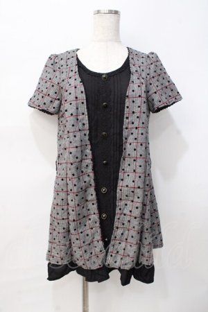 画像: axes femme / フロッキードットレイヤード風ワンピース M 黒 Y-25-07-31-056-AX-OP-SZ-ZY