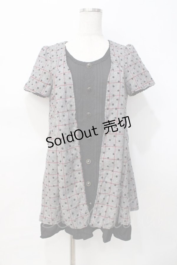 画像1: axes femme / フロッキードットレイヤード風ワンピース M 黒 Y-25-07-31-056-AX-OP-SZ-ZY (1)