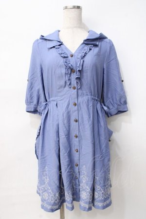 画像: axes femme / 裾刺繍フーディーワンピース M サックス Y-25-07-31-058-AX-OP-SZ-ZY