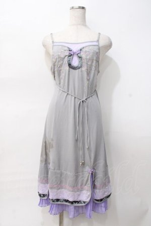 画像: Ozz oneste / 桜刺繍チャイナキャミワンピース  グレー×ラベンダー Y-25-07-31-061-OO-OP-SZ-ZY