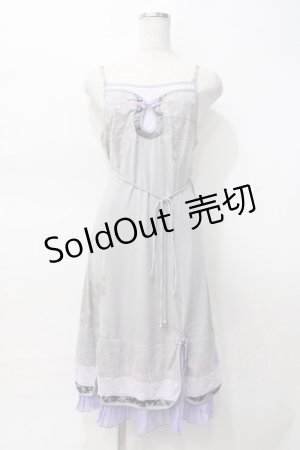 画像: Ozz oneste / 桜刺繍チャイナキャミワンピース  グレー×ラベンダー Y-25-07-31-061-OO-OP-SZ-ZY