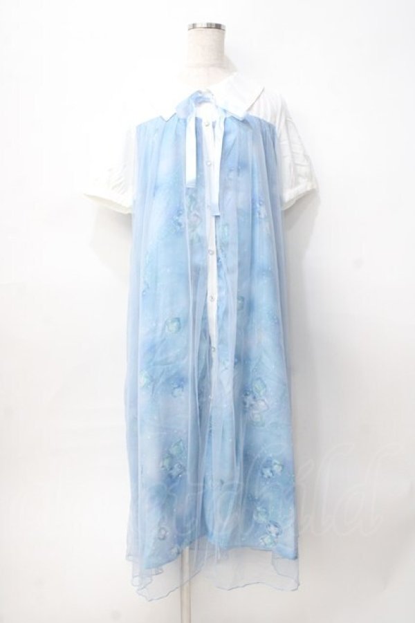 画像1: axes femme / ソーダ柄シャツワンピース Ｍ サックス Y-25-07-31-063-AX-OP-SZ-ZY (1)
