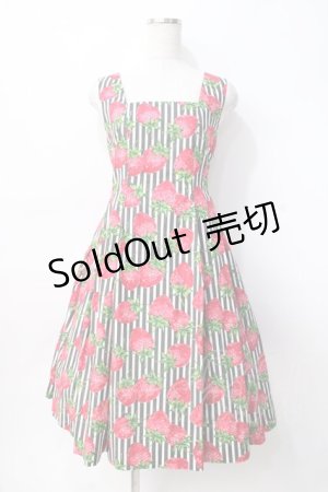 画像: Jane Marple / ストロベリーmeetsストライプスクエアドレス M 黒 Y-25-07-31-068-JM-OP-SZ-ZT510