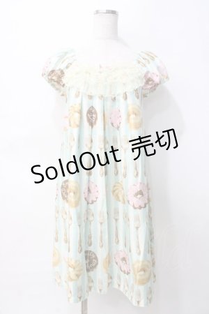 画像: Emily Temple cute / カトラリー＆ドーナツプリントワンピース  ミント Y-25-07-31-076-ET-OP-SZ-ZY