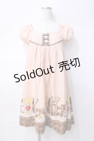 画像: Emily Temple cute / チョコ＆ぬいぐるみワンピース  ピンク Y-25-07-31-078-ET-OP-SZ-ZY