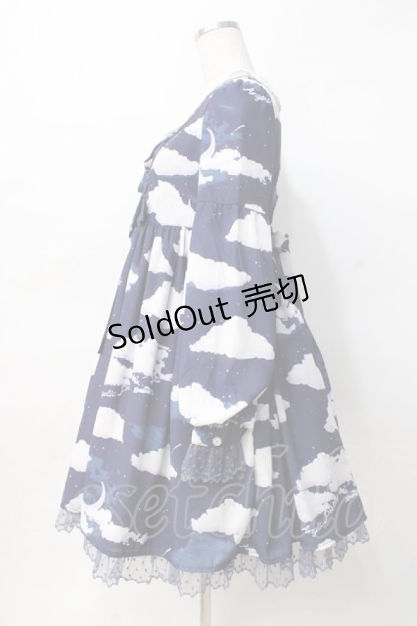 Angelic Pretty 長袖 水色 Angelic Pretty / Misty Skyワンピース 紺 Y-25-07-31-087-AP-OP