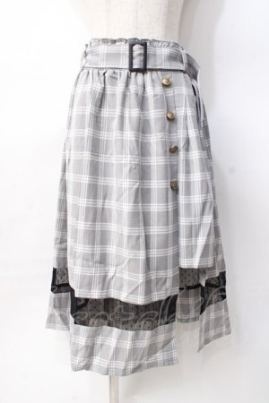 画像: axes femme POETIQUE / スリットデザインチェックスカート  グレー Y-25-07-31-094-AX-SK-SZ-ZY