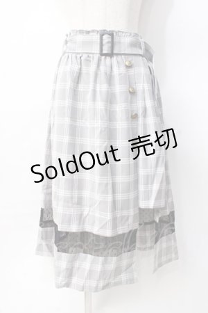 画像: axes femme POETIQUE / スリットデザインチェックスカート  グレー Y-25-07-31-094-AX-SK-SZ-ZY