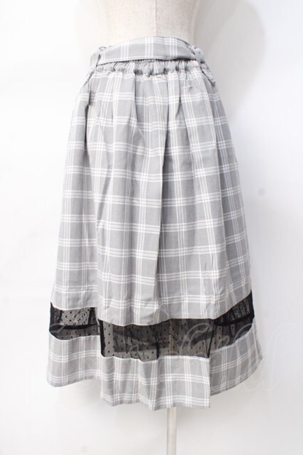 画像3: axes femme POETIQUE / スリットデザインチェックスカート  グレー Y-25-07-31-094-AX-SK-SZ-ZY (3)