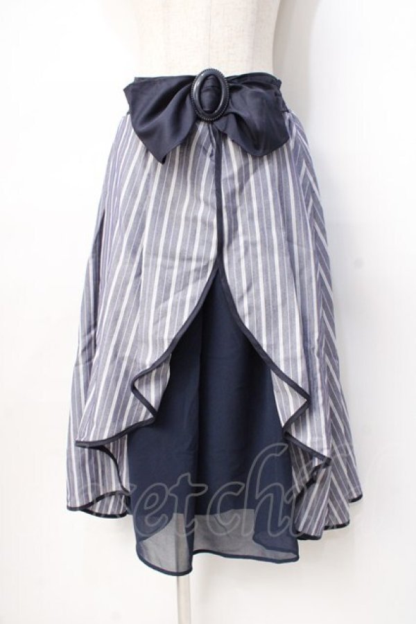 画像1: axes femme POETIQUE / リボンベルトストライプスカート  紺 Y-25-07-31-095-AX-SK-SZ-ZY (1)