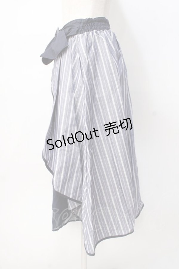 画像2: axes femme POETIQUE / リボンベルトストライプスカート  紺 Y-25-07-31-095-AX-SK-SZ-ZI (2)