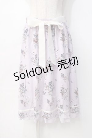 画像: axes femme / パピヨンフルールプリントスカート  ラベンダー Y-25-07-31-097-AX-SK-SZ-ZY