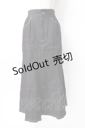 画像: axes femme POETIQUE / サイドプリーツデニムスカート  黒 Y-25-07-31-099-AX-PA-SZ-ZY