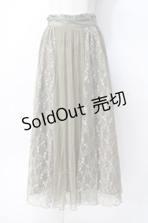 画像: axes femme / レース×チュールミディスカート  カーキ Y-25-07-31-100-AX-SK-SZ-ZI