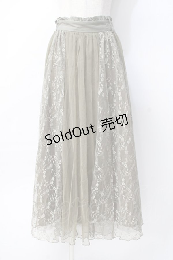 画像1: axes femme / レース×チュールミディスカート  カーキ Y-25-07-31-100-AX-SK-SZ-ZI (1)