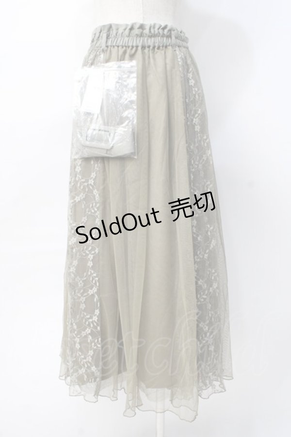 画像2: axes femme / レース×チュールミディスカート  カーキ Y-25-07-31-100-AX-SK-SZ-ZI (2)