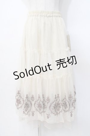 画像: axes femme / ローズ刺繍チュールスカート  生成り Y-25-07-31-102-AX-SK-SZ-ZY