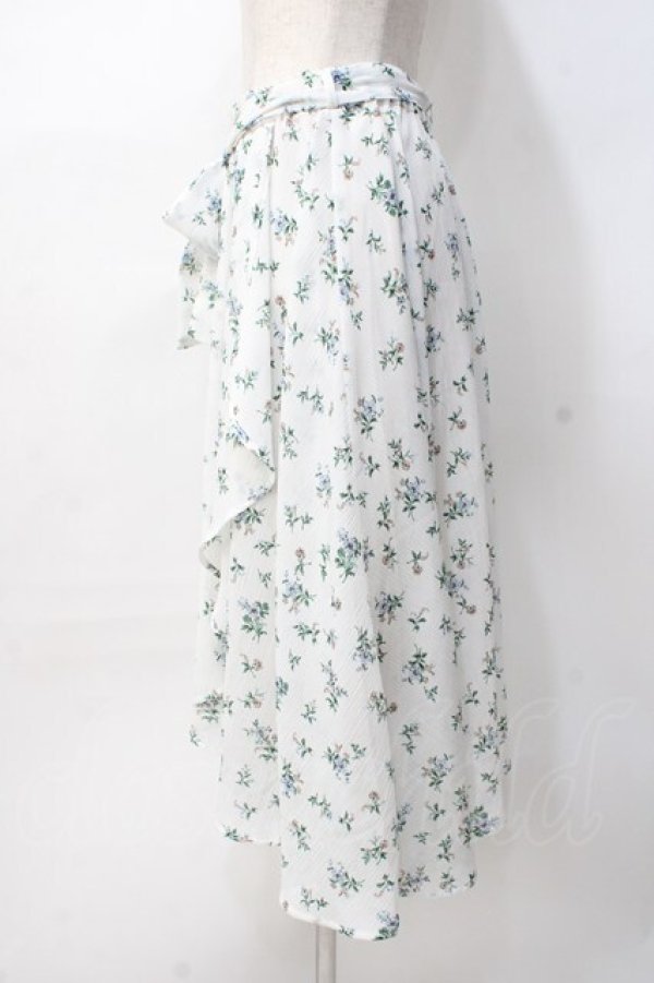 画像2: axes femme / ラッフルフリル花柄ミディスカート  白 Y-25-07-31-103-AX-SK-SZ-ZY (2)