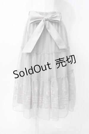 画像: axes femme / エトワールシシュウチュールスカート  グレー Y-25-07-31-104-AX-SK-SZ-ZY