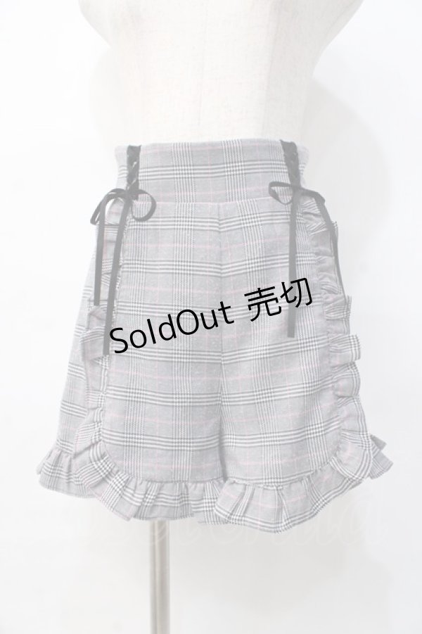 画像1: Honey Cinnamon / チェックフリルショートパンツ F グレー Y-25-07-31-121-LO-PA-SZ-ZY (1)