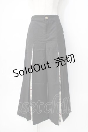 画像: axes femme / スカーフ切替ワイドパンツ  黒 Y-25-07-31-122-AX-PA-SZ-ZY
