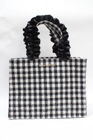 画像: Maison de FLEUR / EC限定ギンガムフリルハンドルスクエアトートバッグ F ブラック Y-25-07-31-018-LO-BG-SZ-ZY