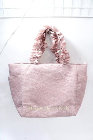 画像: Maison de FLEUR / レースサテンサイドポケットトートバッグ F ピンク Y-25-07-31-019-LO-BG-SZ-ZY