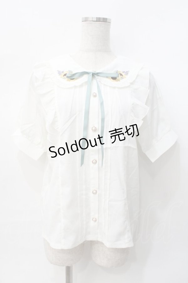 画像1: axes femme POETIQUE / ヒマワリブーケ刺繍ブラウス  生成り Y-25-07-31-025-AX-BL-SZ-ZY (1)