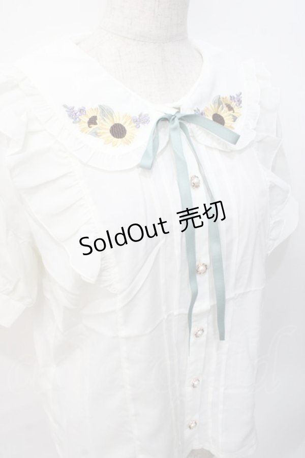 画像4: axes femme POETIQUE / ヒマワリブーケ刺繍ブラウス  生成り Y-25-07-31-025-AX-BL-SZ-ZY (4)