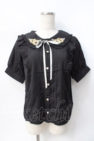 画像: axes femme POETIQUE / ヒマワリブーケ刺繍ブラウス  黒 Y-25-07-31-026-AX-BL-SZ-ZY