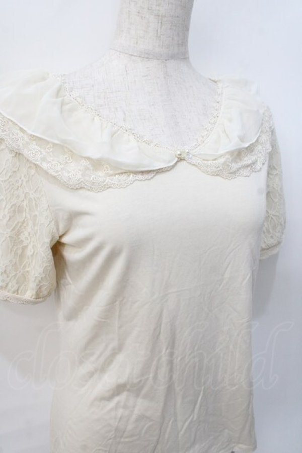 画像4: axes femme / レースパフスリーブTシャツ M 生成り Y-25-07-31-029-AX-TO-SZ-ZY (4)