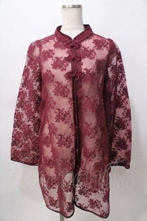 画像: axes femme kawaii / シースルーチャイナブラウス M ワイン Y-25-08-02-034-AX-BL-SZ-ZY