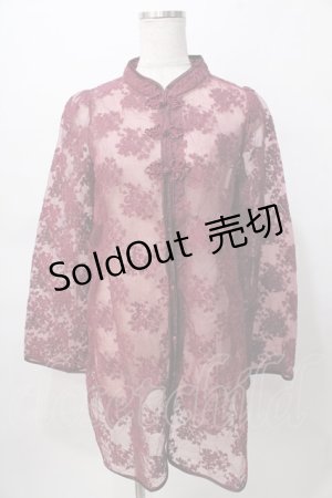 画像: axes femme Kawaii / シースルーチャイナブラウス M ワイン Y-25-08-02-034-AX-BL-SZ-ZH