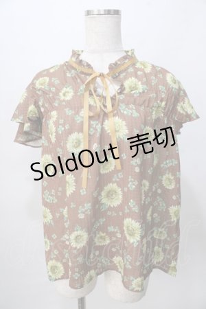 画像: axes femme / 向日葵シアーブラウス  茶 Y-25-08-02-036-AX-BL-SZ-ZI