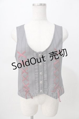 画像: axes femme / レースアップベスト  グレー Y-25-08-02-040-AX-TO-SZ-ZY